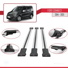Ford Connect 2014-2021 Arası ile uyumlu FLY Model Ara Atkı Tavan Barı GRİ 3 ADET BAR