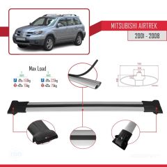 Mitsubishi Airtrek 2001-2008 Arası ile uyumlu FLY Model Ara Atkı Tavan Barı GRİ