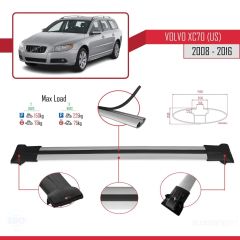 Volvo XC70 (US) 2008-2016 Arası ile Uyumlu FLY Model Ara Atkı Tavan Barı GRİ