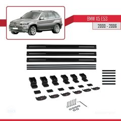 BMW X5 (E53) 2000-2006 Arası ile uyumlu Basic Model Ara Atkı Tavan Barı SİYAH 3 ADET