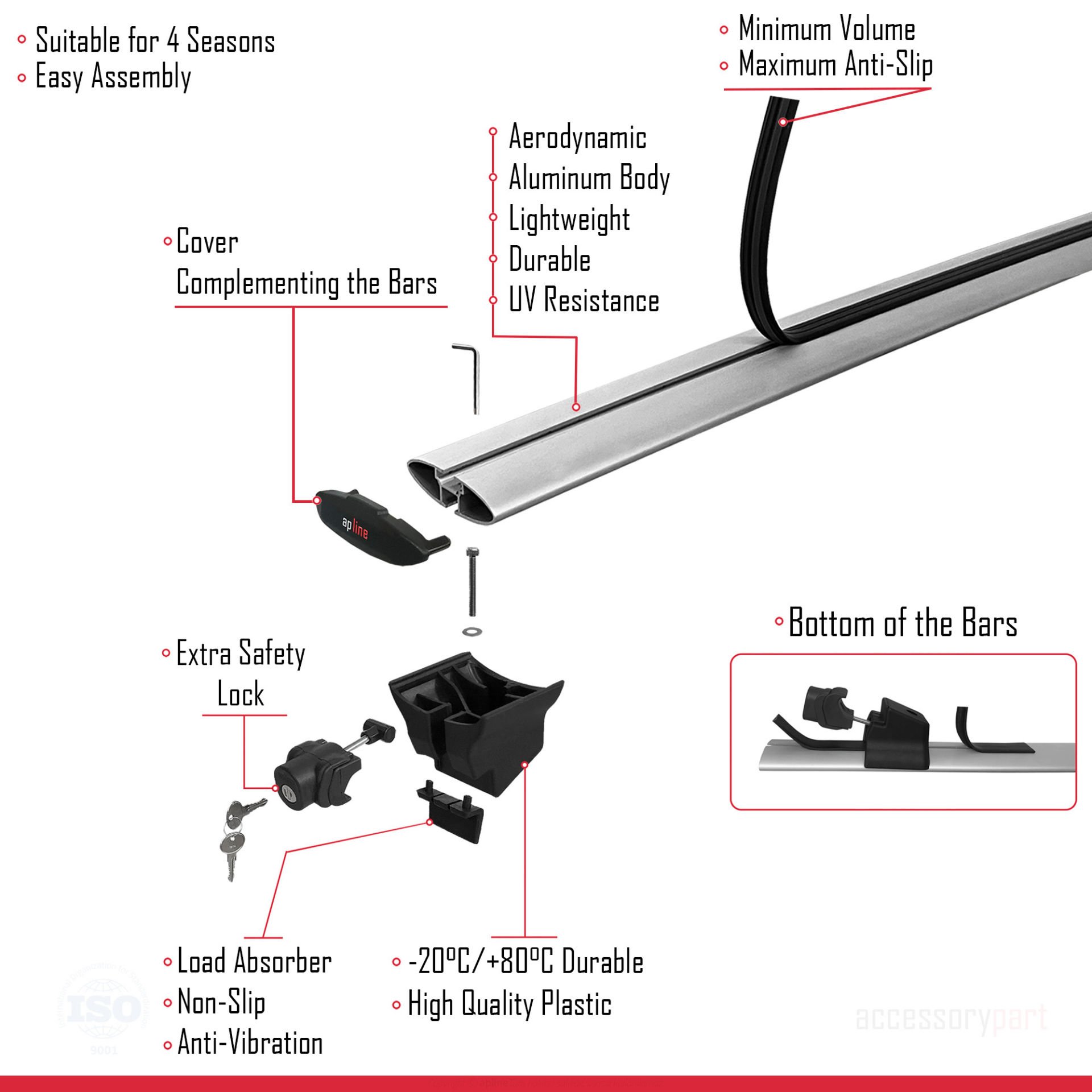 Mitsubishi ASX / RVR (MK3) 2010-2023 Arası ile uyumlu HOOK Model Anahtar Kilitli Ara Atkı Tavan Barı GRİ