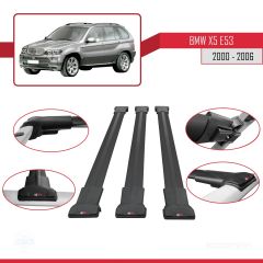 BMW X5 (E53) 2000-2006 Arası ile Uyumlu FLY Model Ara Atkı Tavan Barı SİYAH 3 ADET BAR