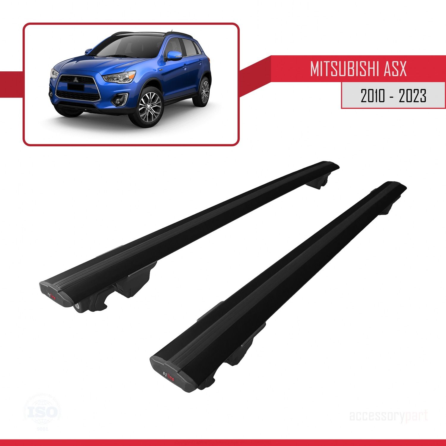 Mitsubishi ASX / RVR (MK3) 2010-2023 Arası ile uyumlu HOOK Model Anahtar Kilitli Ara Atkı Tavan Barı SİYAH
