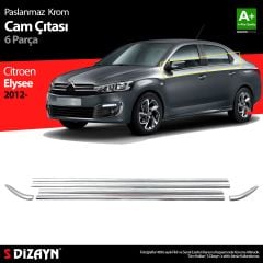 Citroen C-Elysee Uyumlu Krom Cam Çıta 6 Parça 2012 Üzeri