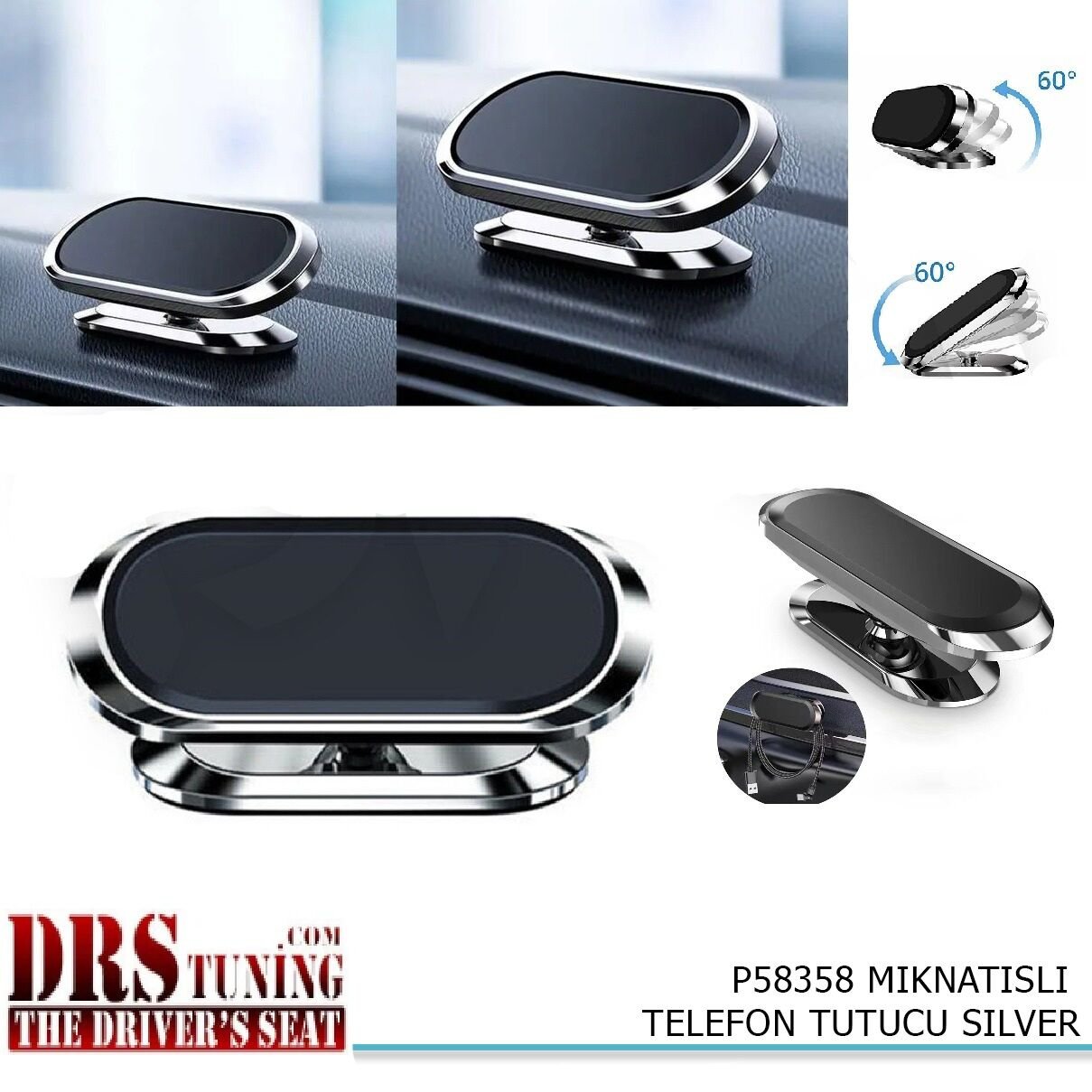 Oto Telefon Tutacağı Mıknatıslı Gri