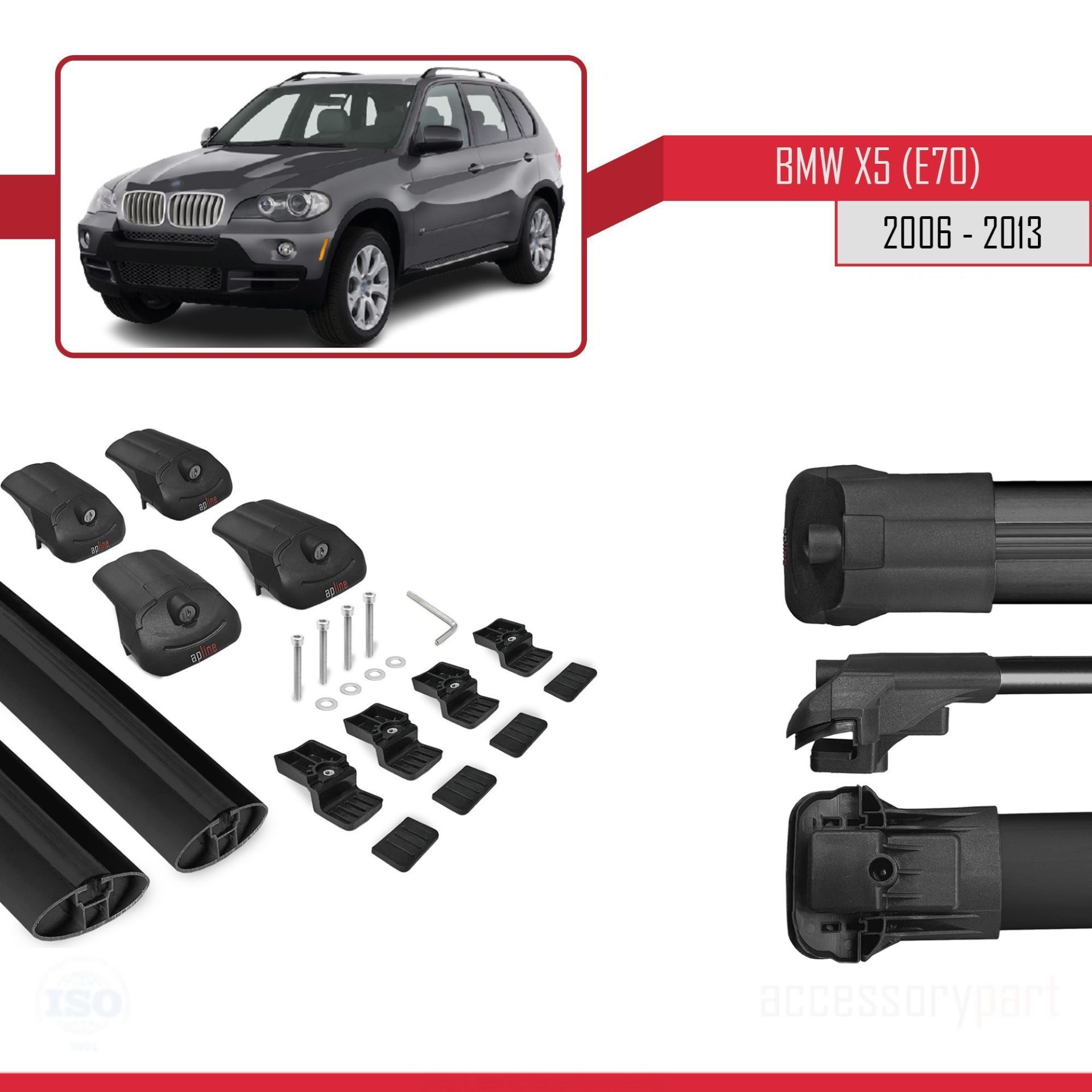 BMW X5 (E70) 2006-2013 Arası ile uyumlu ACE-1 Ara Atkı Tavan Barı SİYAH