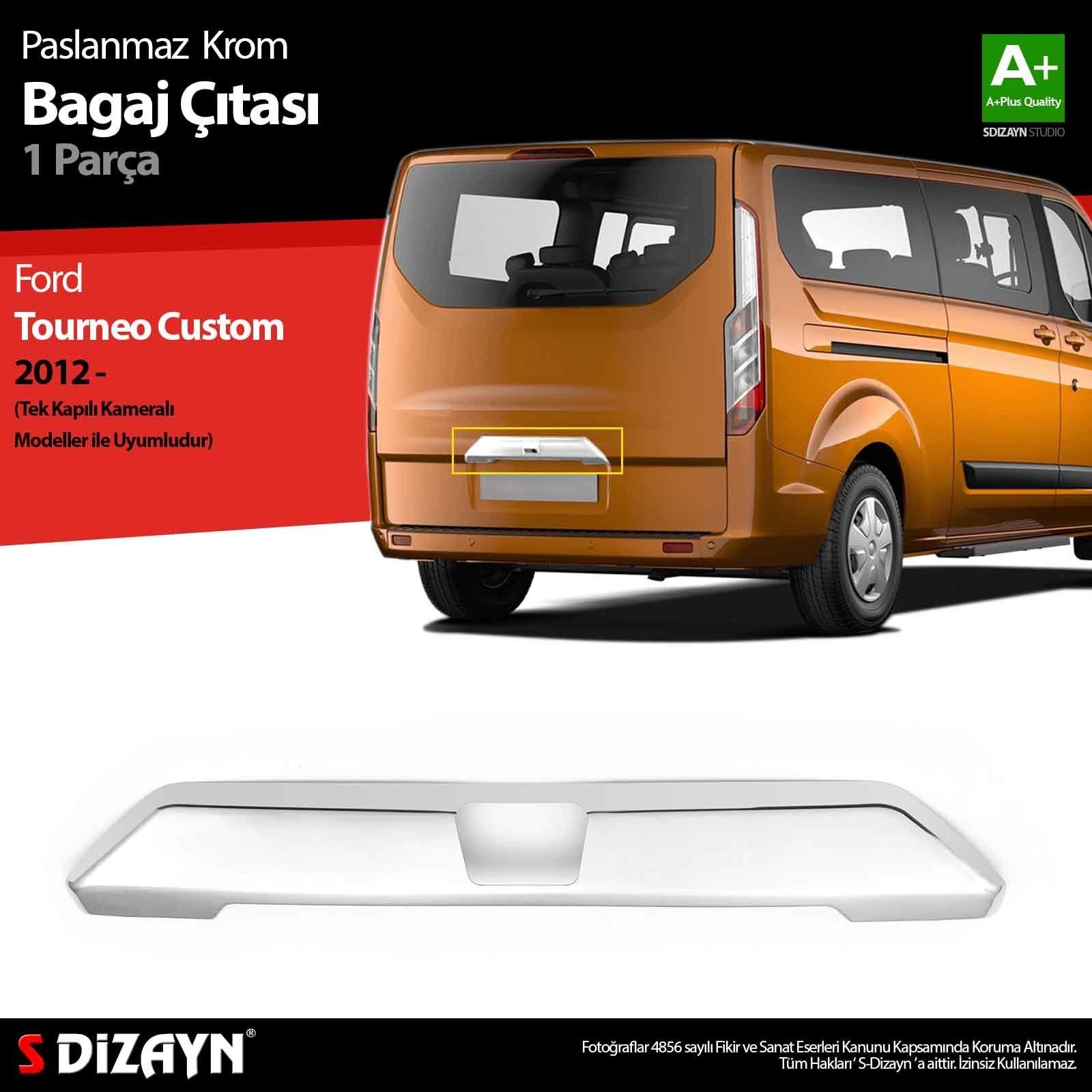 Ford Tourneo Uyumlu Custom Krom Bagaj Çıtası 2012 Üzeri (Kameralı) Parça