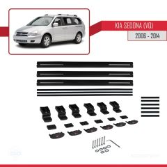 Kia Sedona (VQ) 2006-2014 Arası ile uyumlu Basic Model Ara Atkı Tavan Barı SİYAH 3 ADET