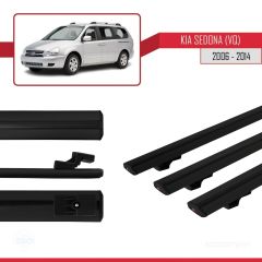 Kia Sedona (VQ) 2006-2014 Arası ile uyumlu Basic Model Ara Atkı Tavan Barı SİYAH 3 ADET