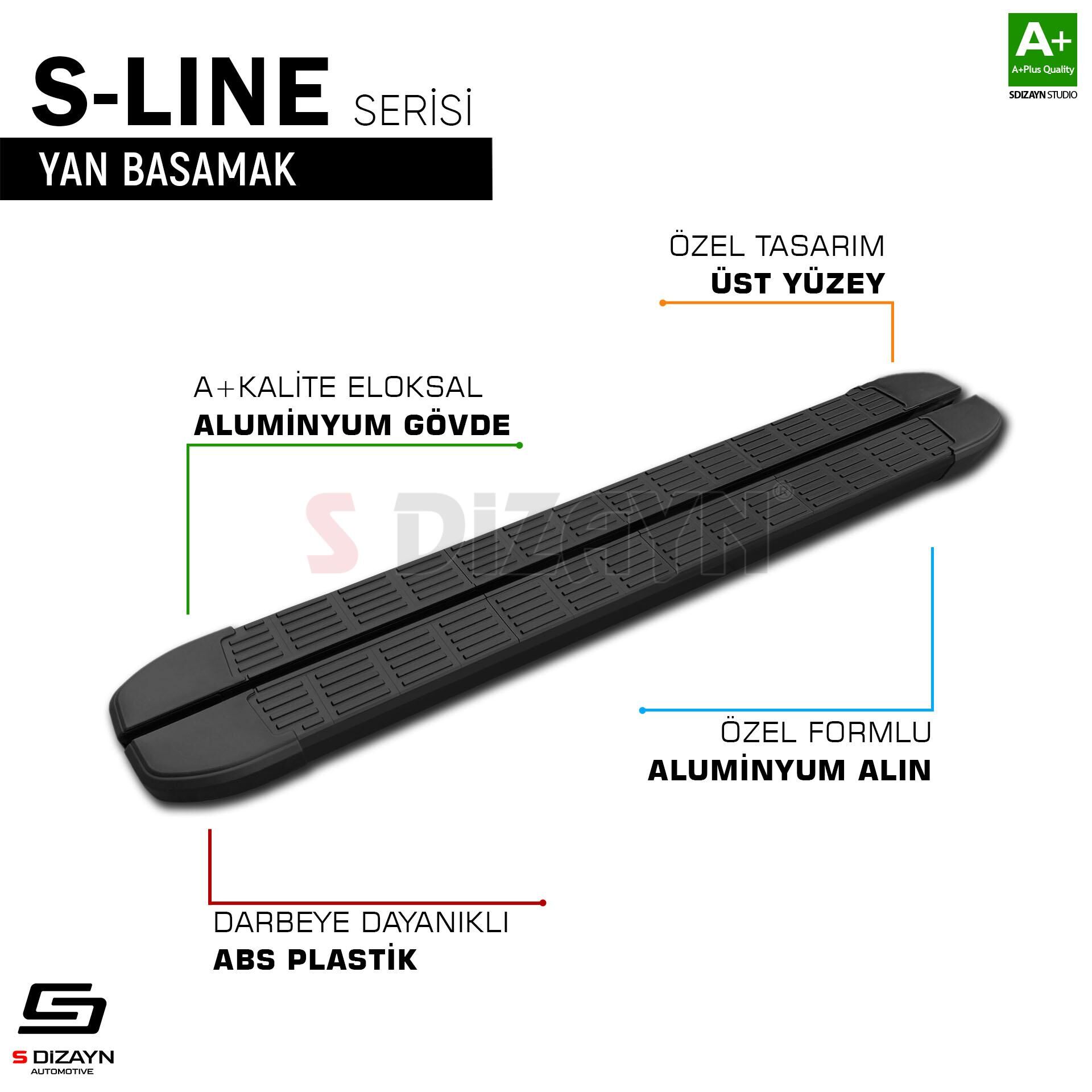 S-Dizayn Toyota Yaris Cross S-Line Siyah Yan Basamak 173 Cm 2020 Üzeri A+ Kalite