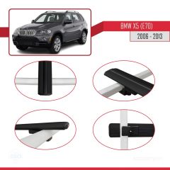 BMW X5 (E70) 2006-2013 Arası ile uyumlu Basic Model Ara Atkı Tavan Barı SİYAH 3 ADET
