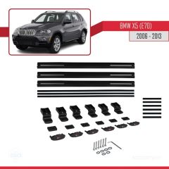 BMW X5 (E70) 2006-2013 Arası ile uyumlu Basic Model Ara Atkı Tavan Barı SİYAH 3 ADET
