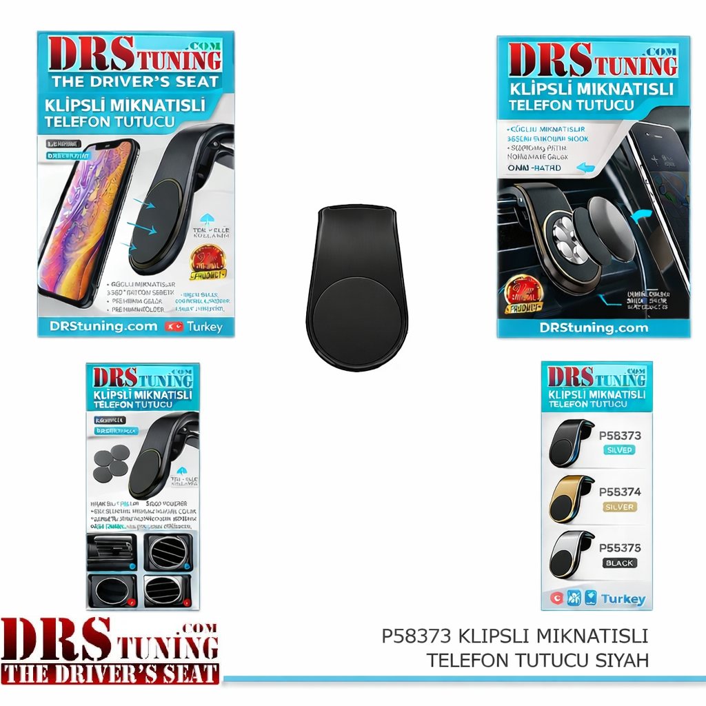 Oto Telefon Tutacağı Klipsli Mıknatıslı Siyah