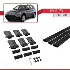 BMW X5 (E70) 2006-2013 Arası ile Uyumlu FLY Model Ara Atkı Tavan Barı SİYAH 3 ADET BAR