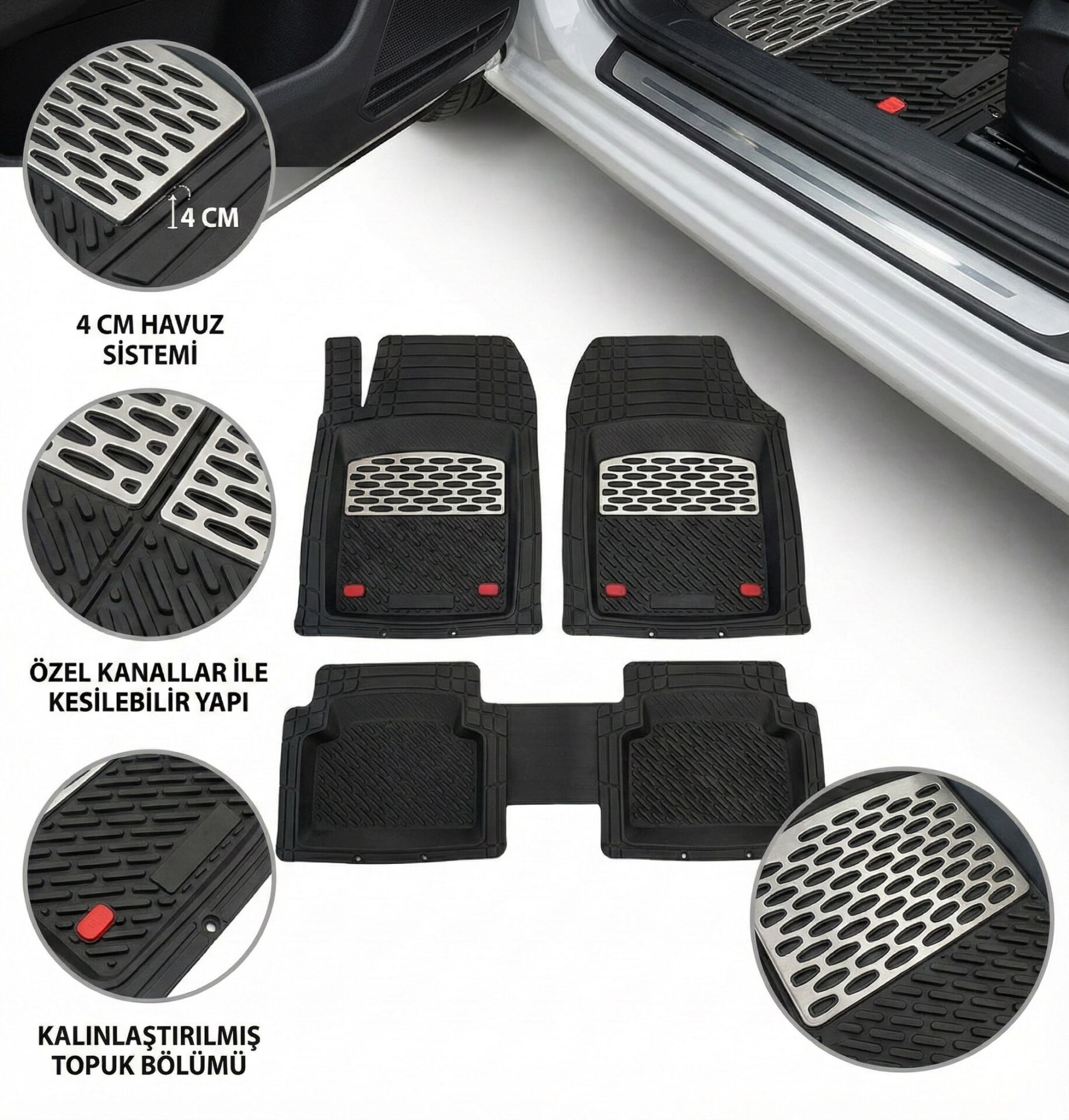 Safir Ds Uyumlu 3 Crossback Havuzlu Universal Paspas Krom Karbon Parça