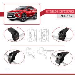 Mitsubishi Eclipse CROSS (GK) 2018 ve Sonrası ile uyumlu ACE-2 Ara Atkı Tavan Barı SİYAH