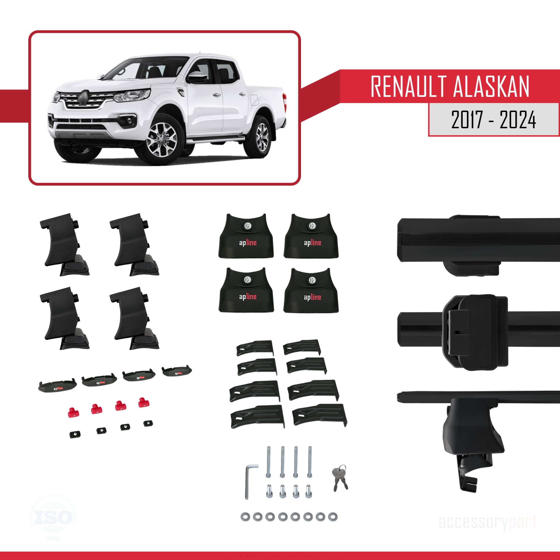 Renault Alaskan 2017 ve Sonrası ile uyumlu ACE-4 Ara Atkı Tavan Barı SİYAH