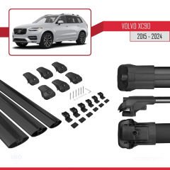 Volvo XC90 2015 ve Sonrası ile uyumlu ACE-1 Ara Atkı Tavan Barı SİYAH 3 ADET BAR