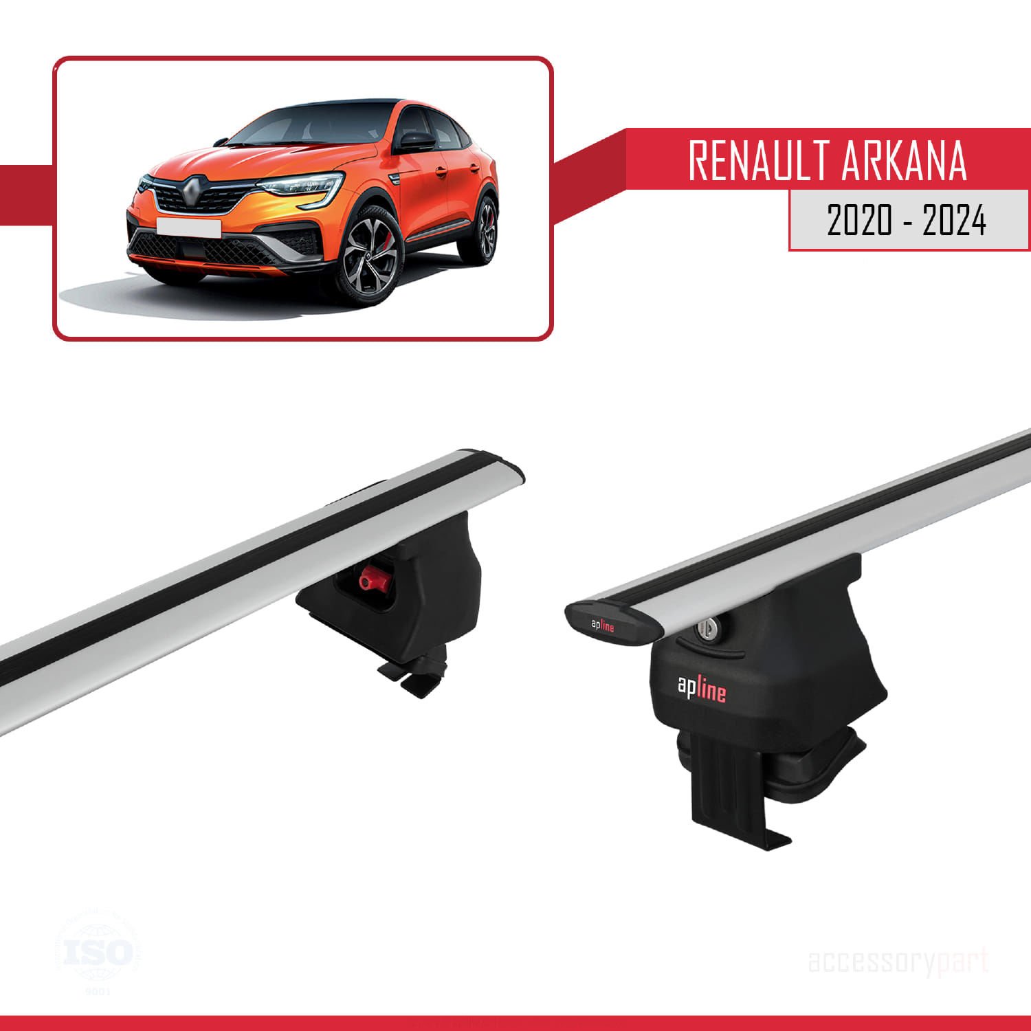 Renault Arkana 2020 ve Sonrası ile uyumlu ACE-4 Ara Atkı Tavan Barı GRİ