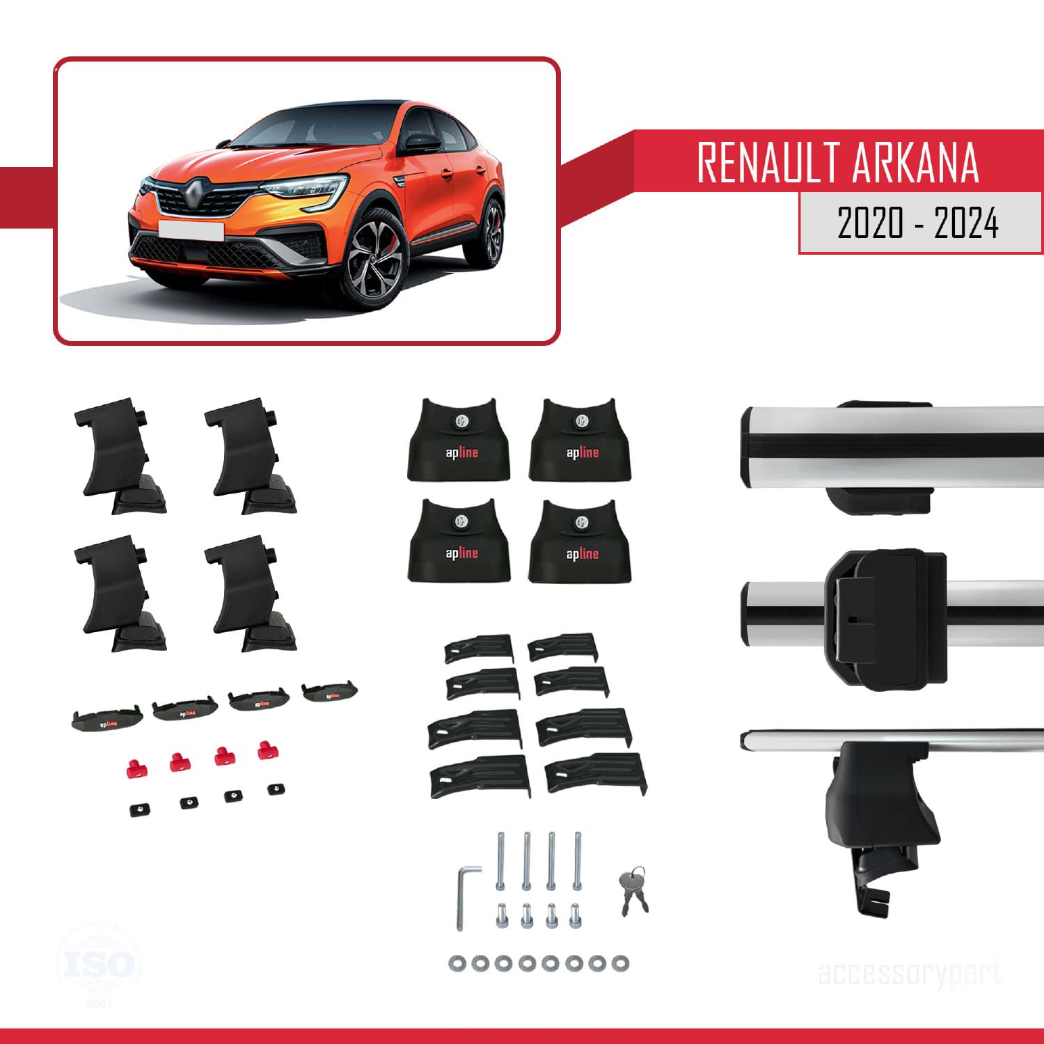 Renault Arkana 2020 ve Sonrası ile uyumlu ACE-4 Ara Atkı Tavan Barı GRİ