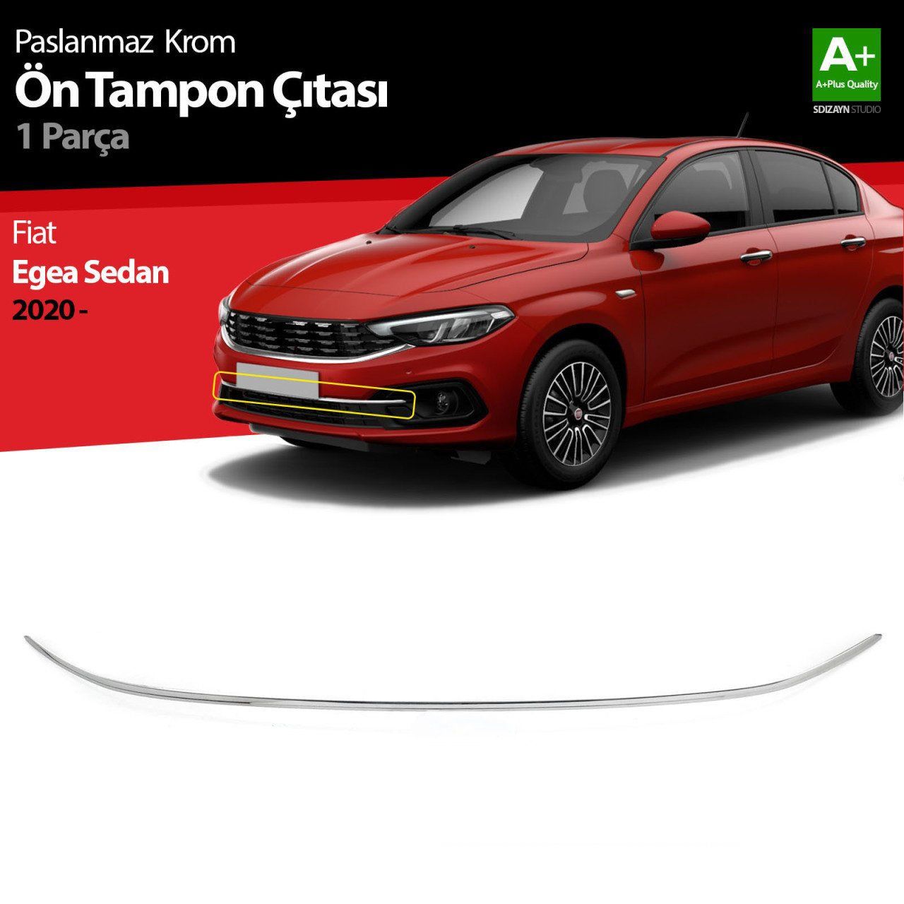 Fiat Egea Uyumlu Sedan Krom Ön Tampon Çıtası 2020 Üzeri