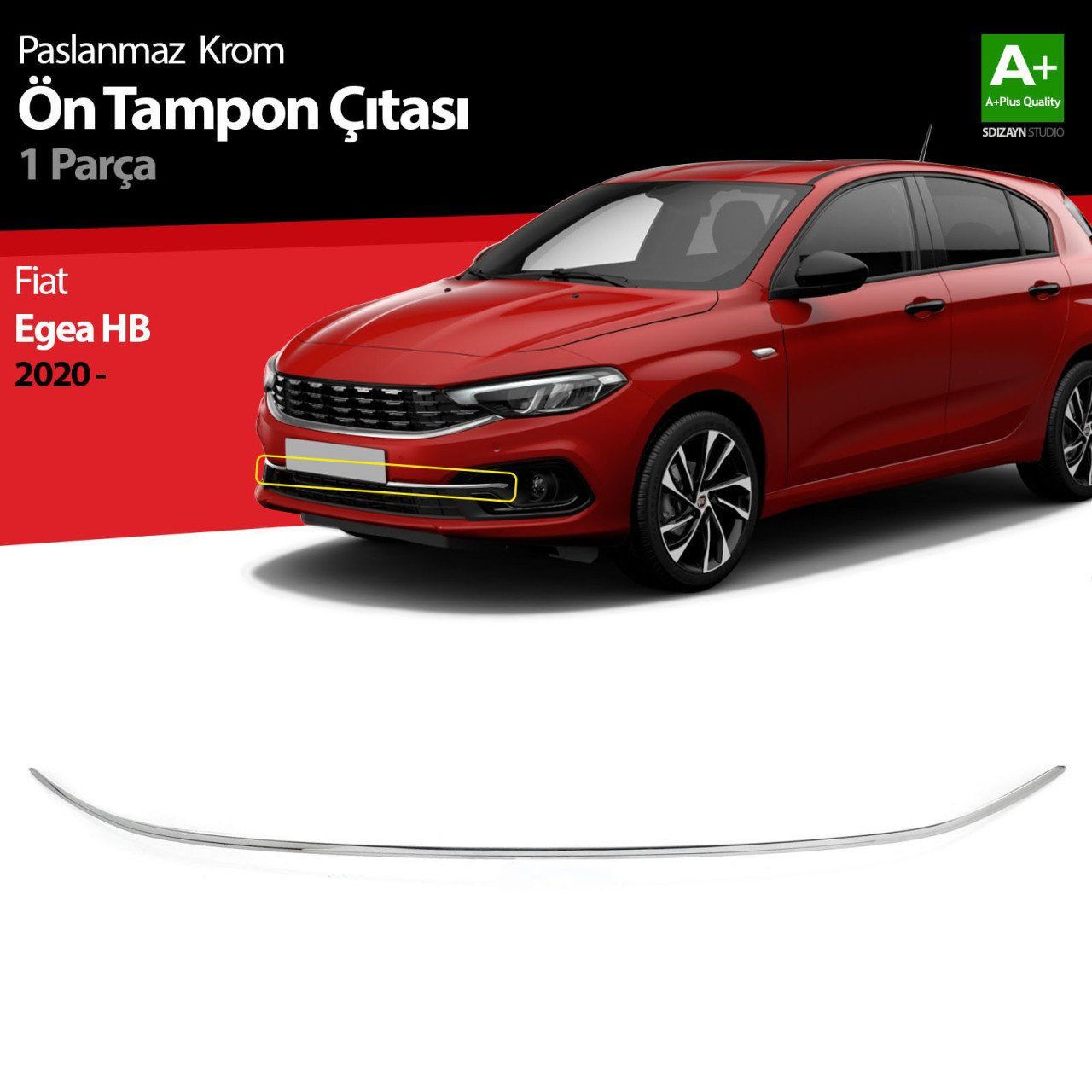 Fiat Egea Uyumlu Hatchback Krom Ön Tampon Çıtası 2020 Üzeri