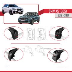 BMW X5 (G05) 2019 ve Sonrası ile Uyumlu ACE-2 Ara Atkı Tavan Barı GRİ