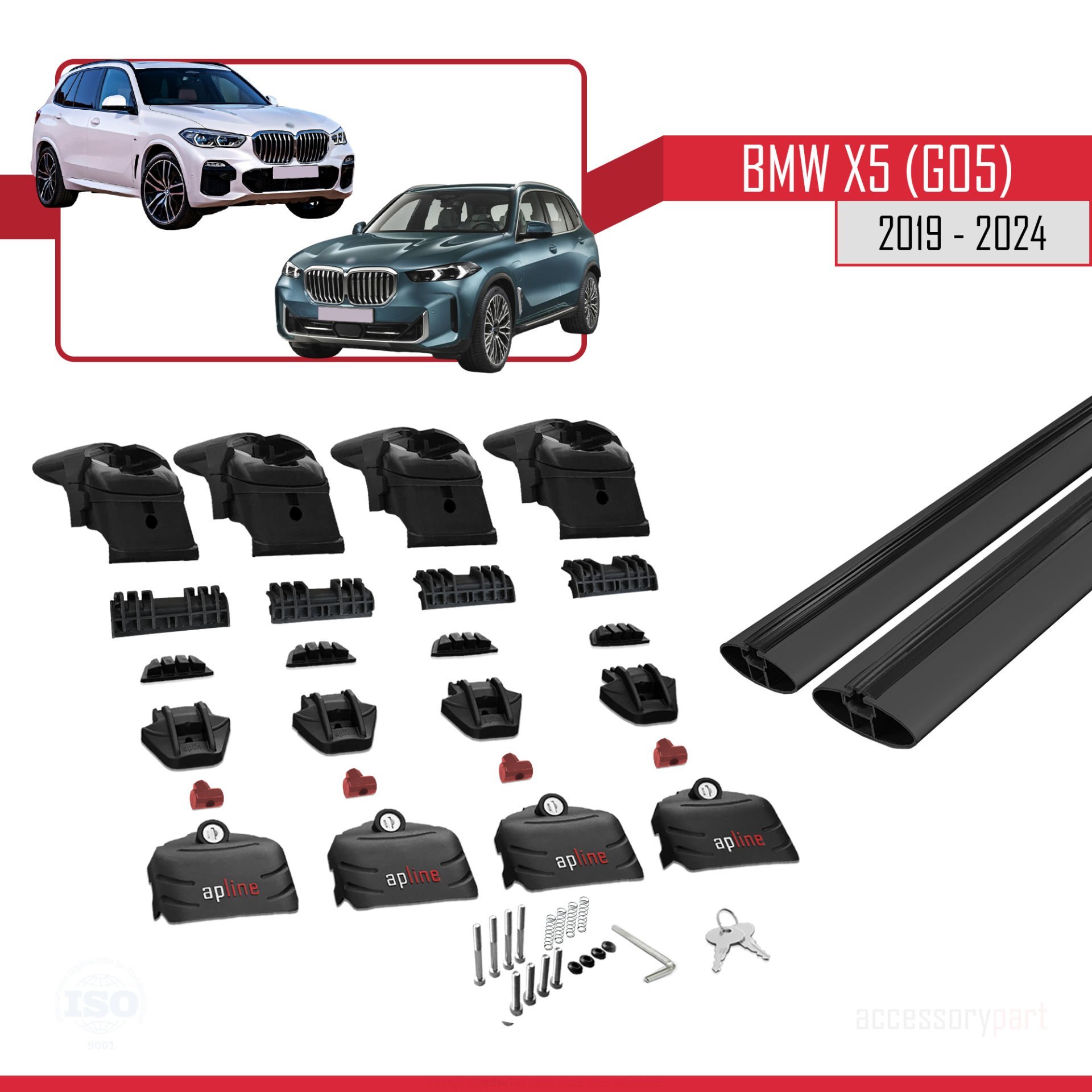 BMW X5 (G05) 2019 ve Sonrası ile Uyumlu ACE-2 Ara Atkı Tavan Barı SİYAH