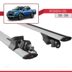 Mitsubishi L200 2015-2019 Arası ile uyumlu HOOK Model Anahtar Kilitli Ara Atkı Tavan Barı GRİ