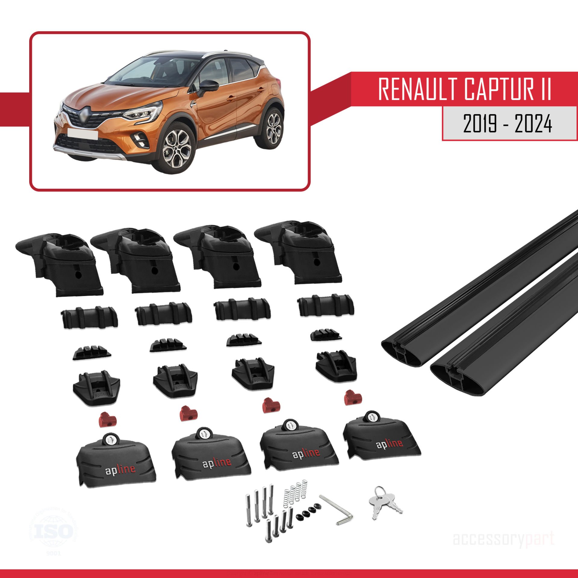 Renault Captur II 2019 ve Sonrası ile Uyumlu ACE-2 Ara Atkı Tavan Barı SİYAH