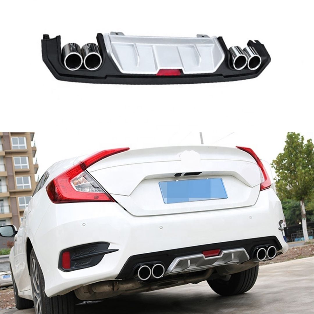Honda Civic Uyumlu Fc5 2016-2020 Difüzör 4 Egzozlu Silver