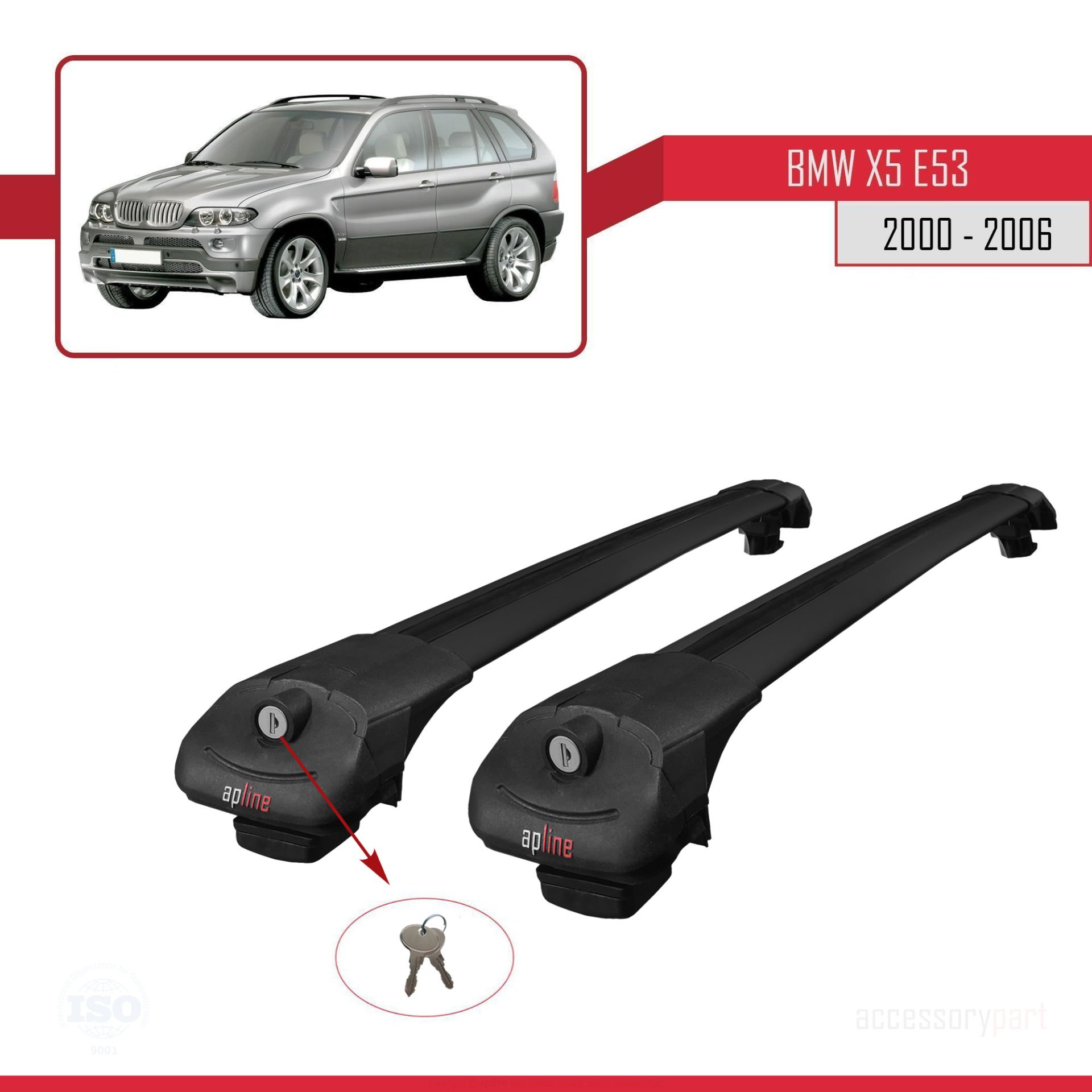 BMW X5 2000-2006 (E53) Arası ile uyumlu ACE-1 Ara Atkı Tavan Barı SİYAH