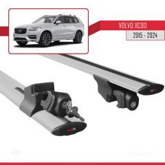 Volvo XC90 2015 ve Sonrası ile uyumlu HOOK Model Anahtar Kilitli Ara Atkı Tavan Barı GRİ