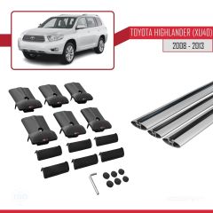 Toyota Highlander (XU40) 2008-2013 Arası ile Uyumlu FLY Model Ara Atkı Tavan Barı GRİ 3 ADET BAR