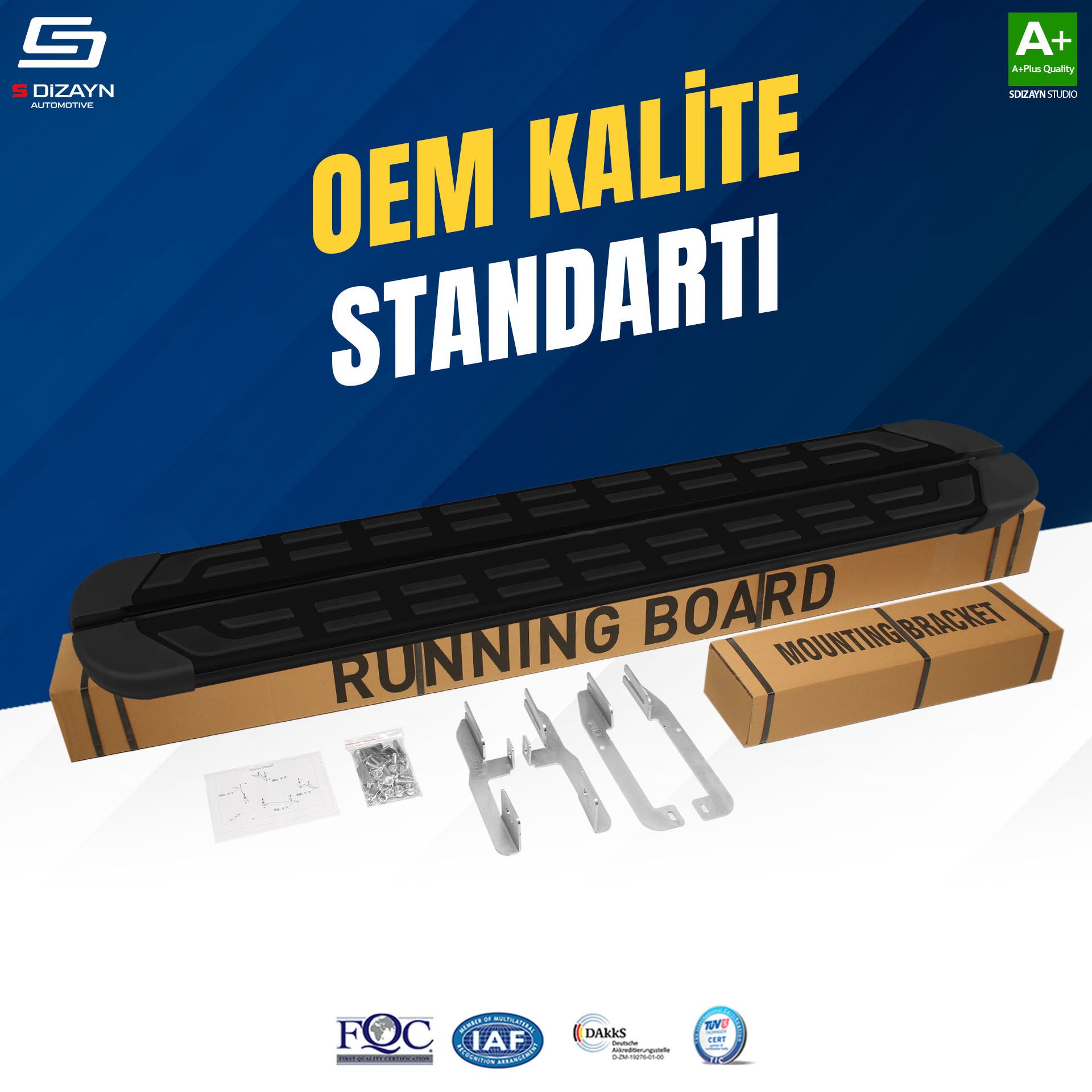 S-Dizayn VW Touareg 2 S-Plus Siyah Yan Basamak 193 Cm 2010-2018