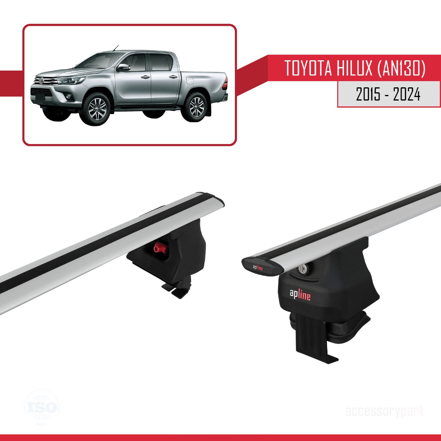 Toyota Hilux (AN130) 2015 ve Sonrası ile uyumlu ACE-4 Ara Atkı Tavan Barı GRİ