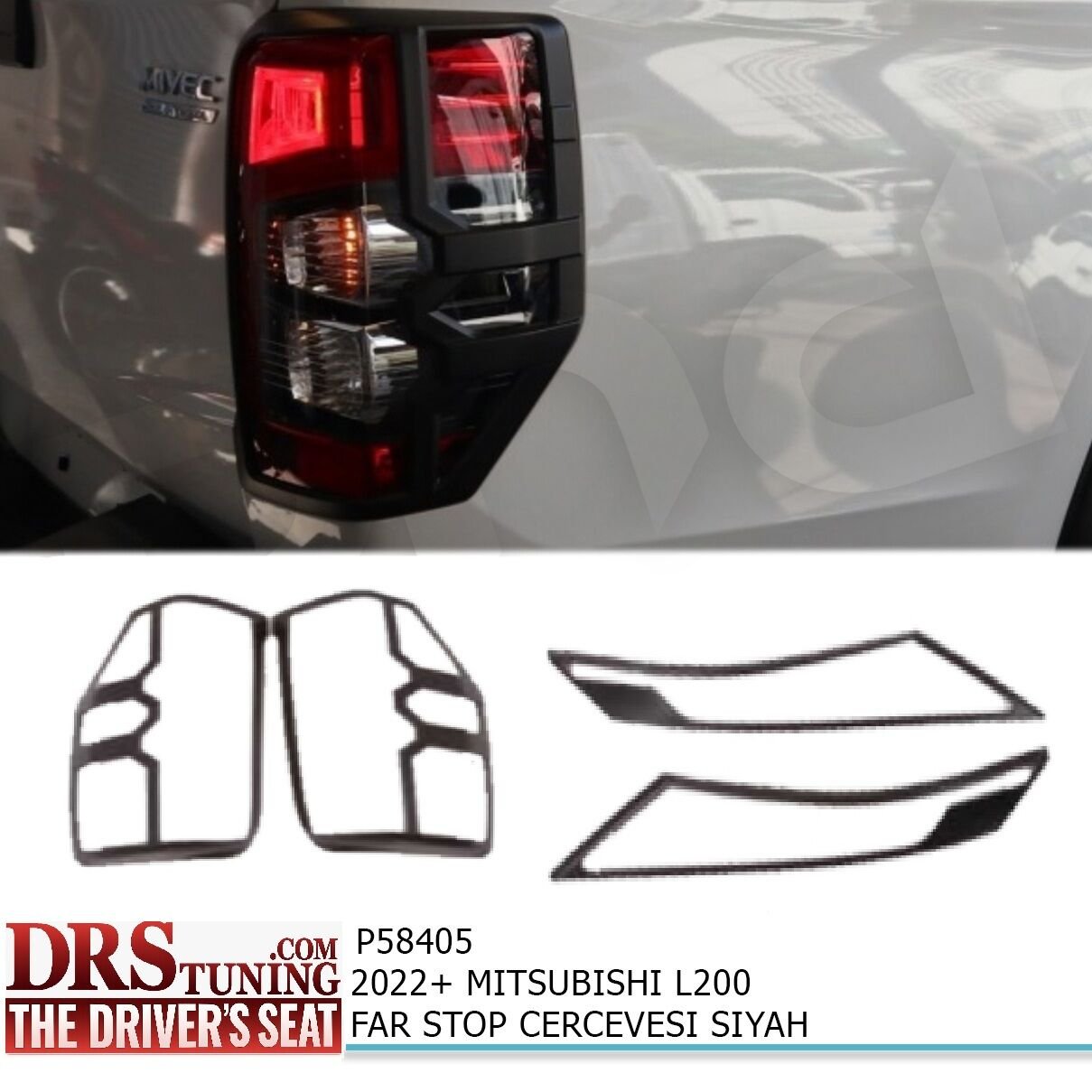 Mitsubishi L200 2019 Sonrası Far Ve Stop Çerçeve Kaplama Siyah