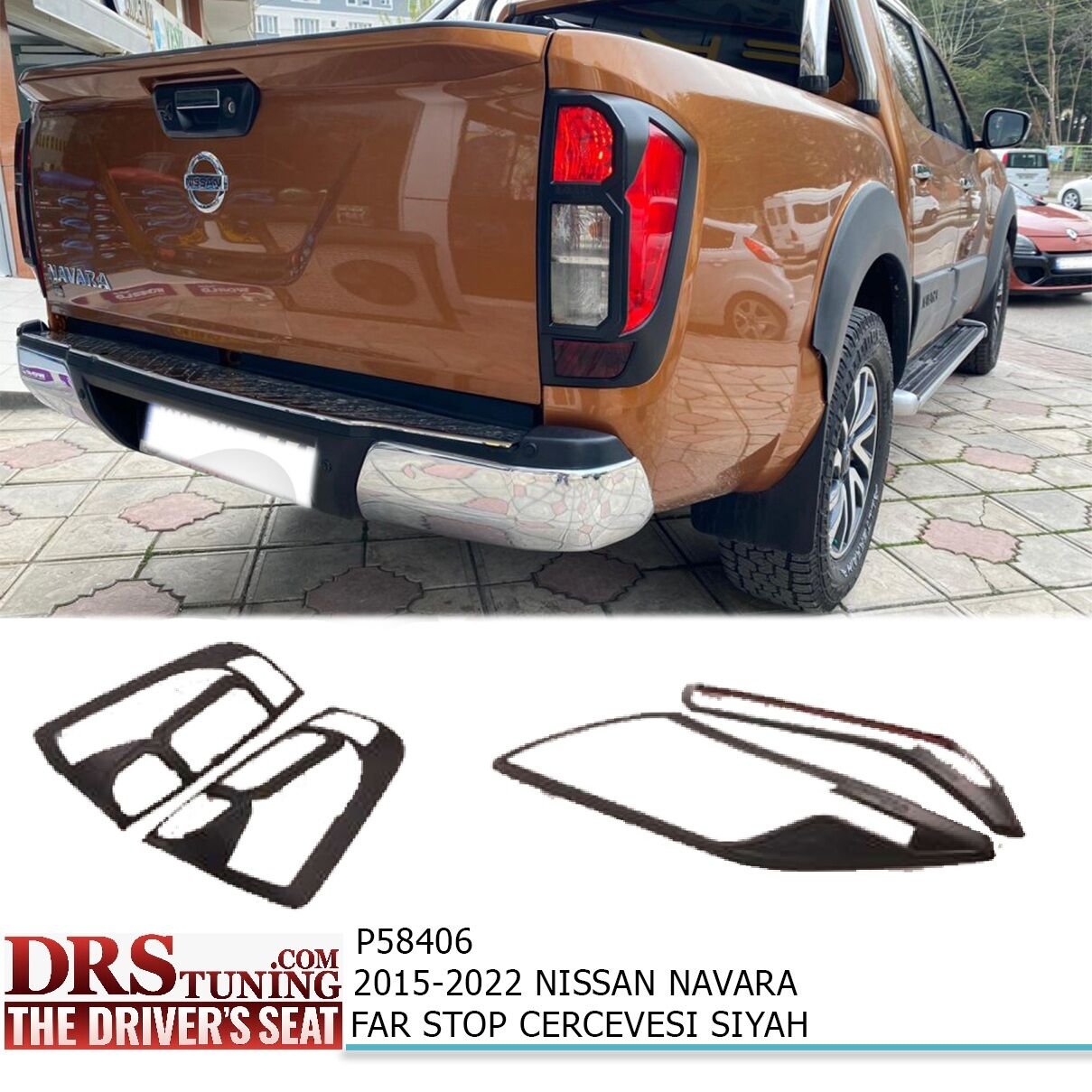 Nissan Navara 2016 Sonrası Far ve Stop Kaplama Siyah