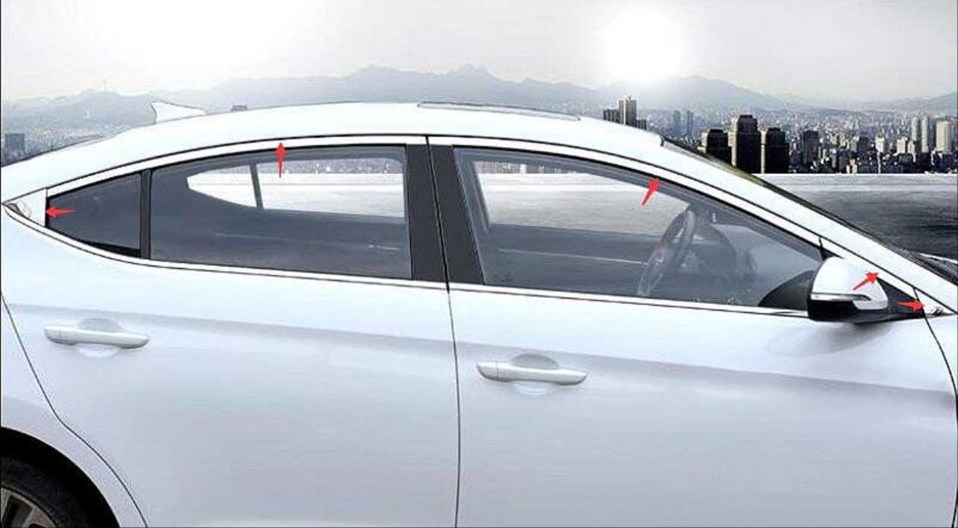 Hyundai Elantra Uyumlu 2016-2018 Cam Çıtası Nikelaj 10 Parça