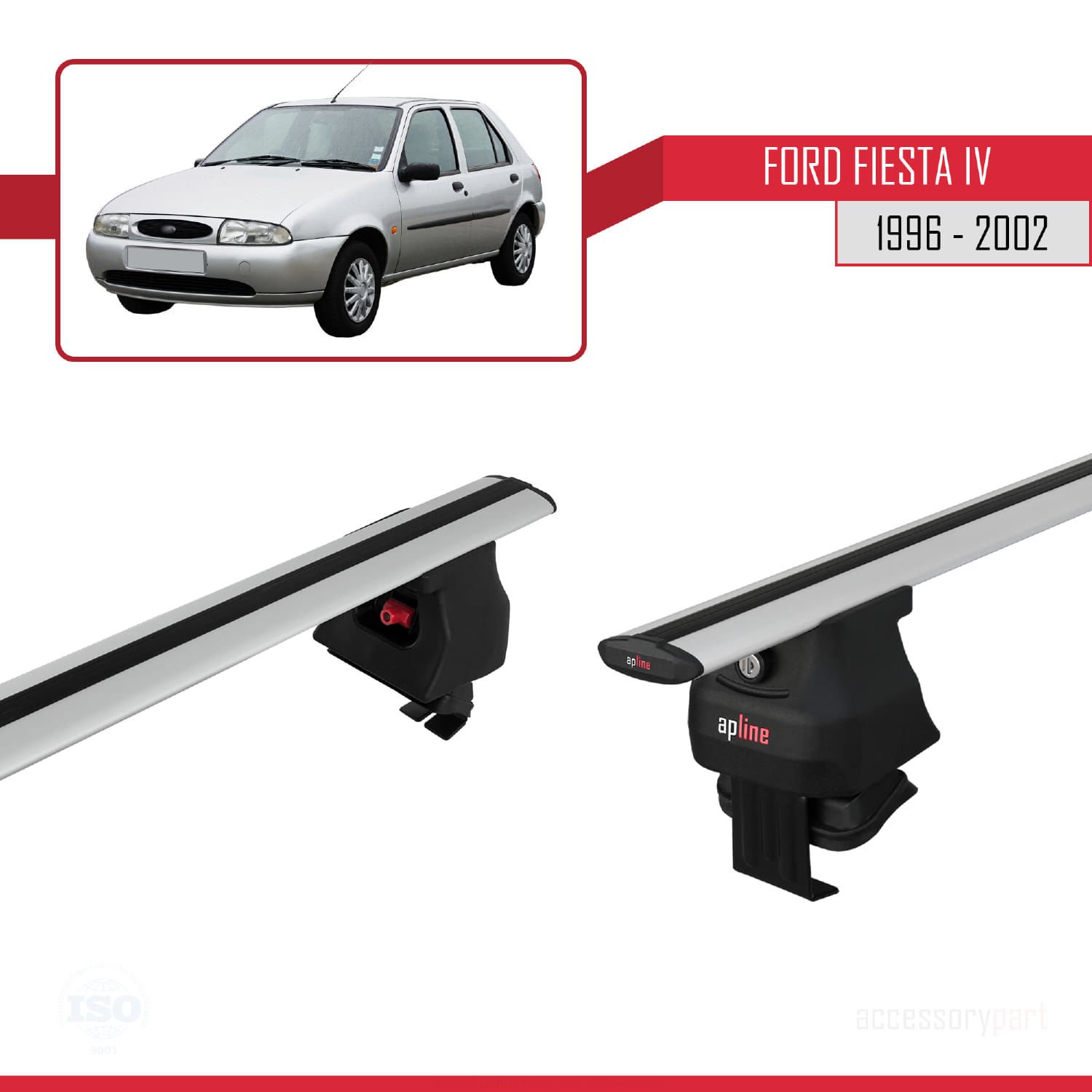 Ford Fiesta IV 1996-2002 Arası ile uyumlu ACE-4 Ara Atkı Tavan Barı GRİ