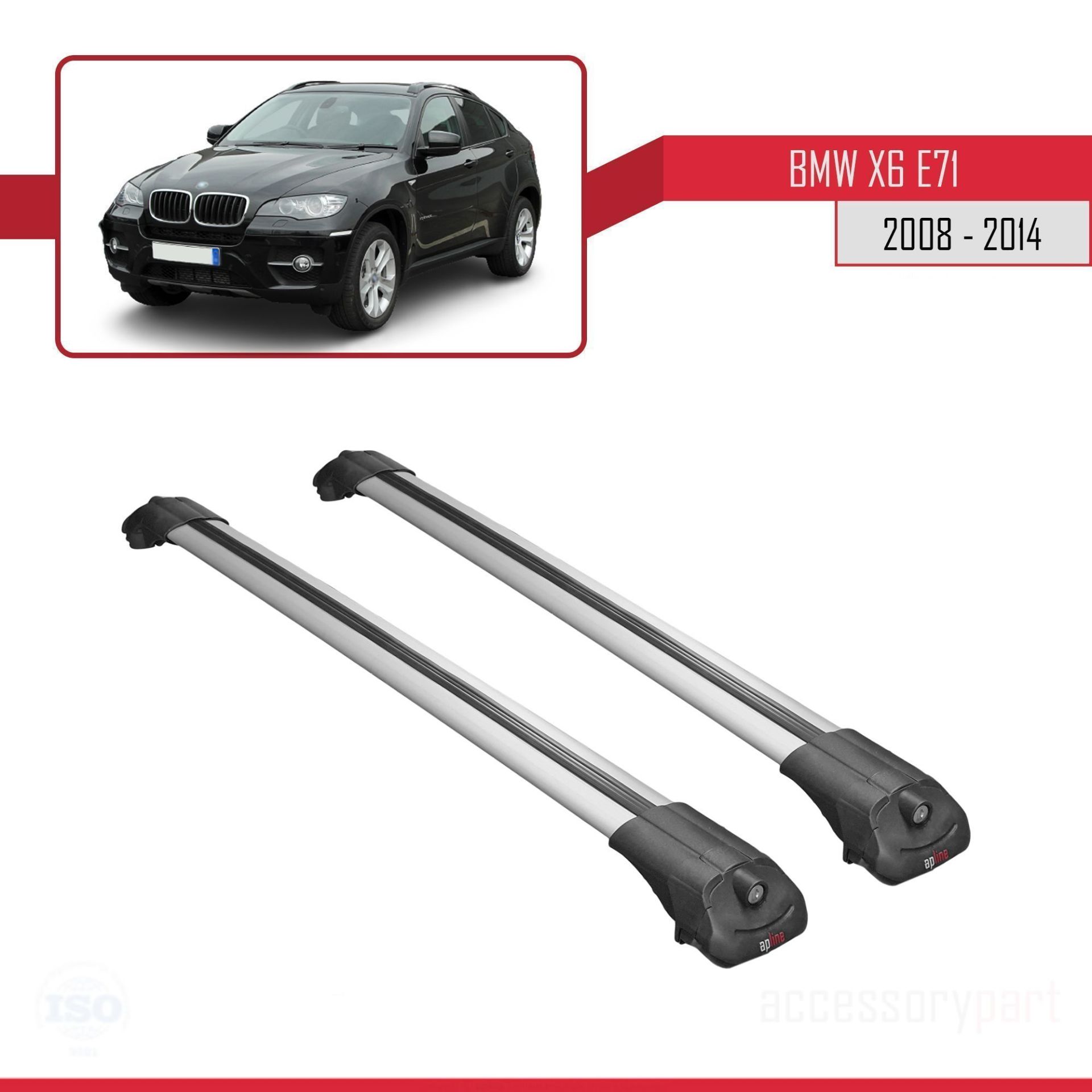 BMW X6 (E71) için 2008-2014 Arası ile uyumlu ACE-1 Ara Atkı Tavan Barı GRİ