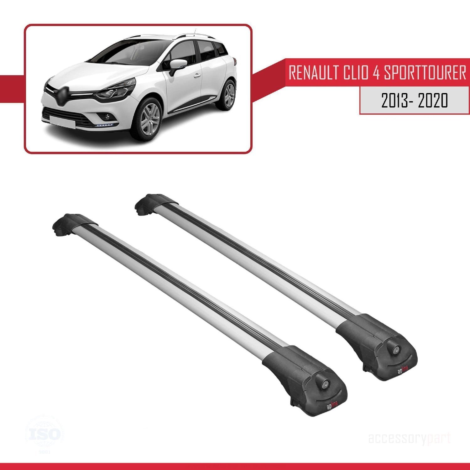 Renault Clio Sport Tourer - SW 2013-2020 Arası ile uyumlu ACE-1 Ara Atkı Tavan Barı GRİ