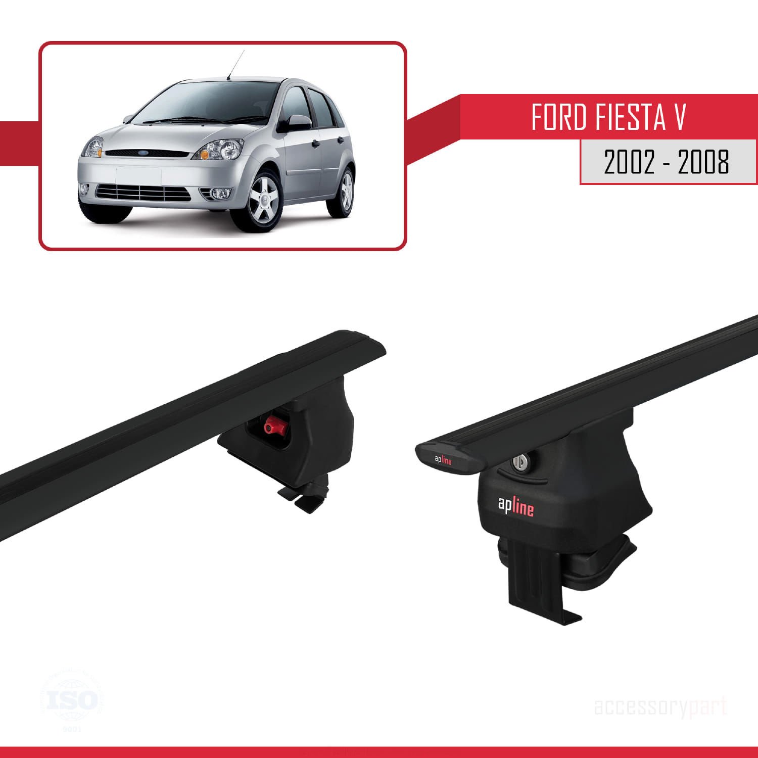 Ford Fiesta V 2002-2008 Arası ile uyumlu ACE-4 Ara Atkı Tavan Barı SİYAH