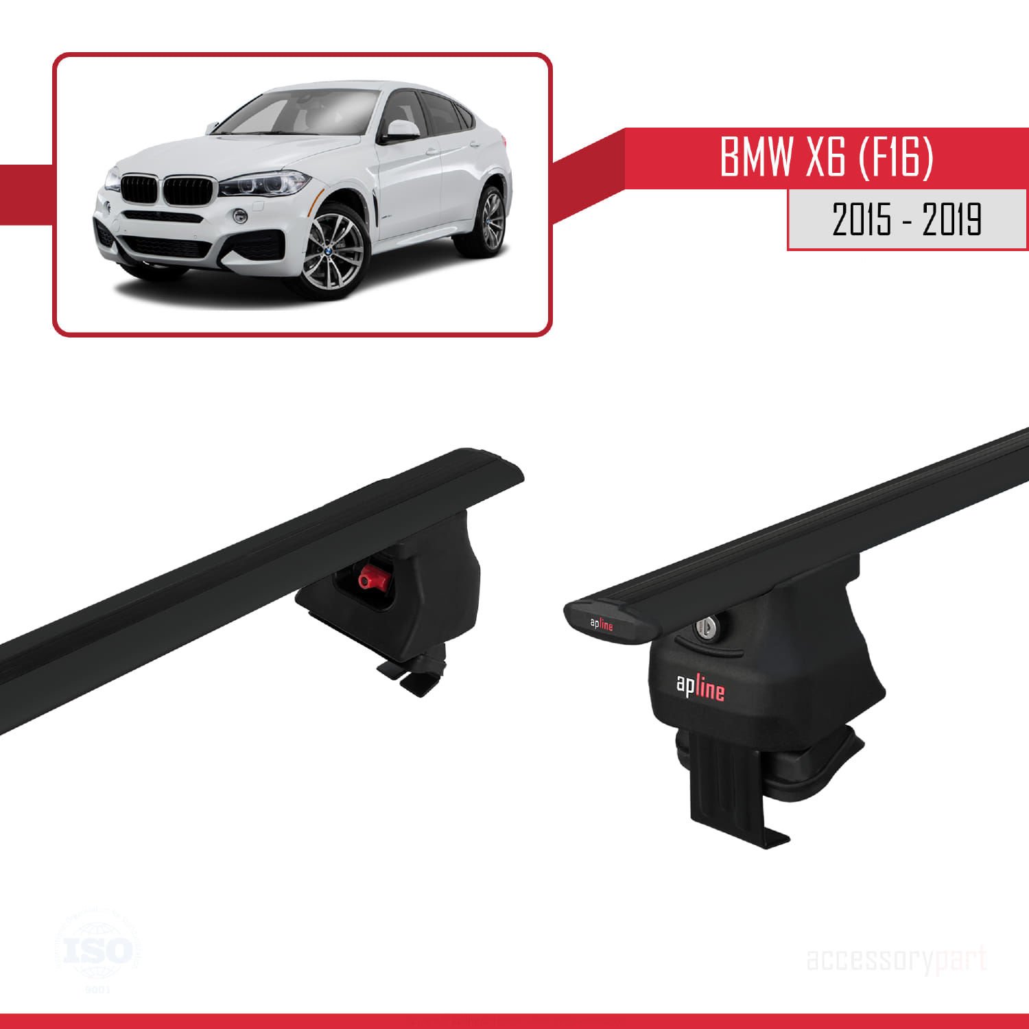 BMW X6 (F16) 2015-2019 Arası ile uyumlu ACE-4 Ara Atkı Tavan Barı SİYAH