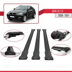 BMW X6 2008-2014 Arası ile Uyumlu FLY Model Ara Atkı Tavan Barı SİYAH 3 ADET BAR