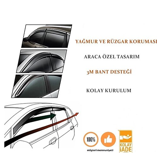 İsuzu Uyumlu D-Max 2007-2014 4 Lü Set Cam Rüzgarlığı Ön Ve Arka Parça