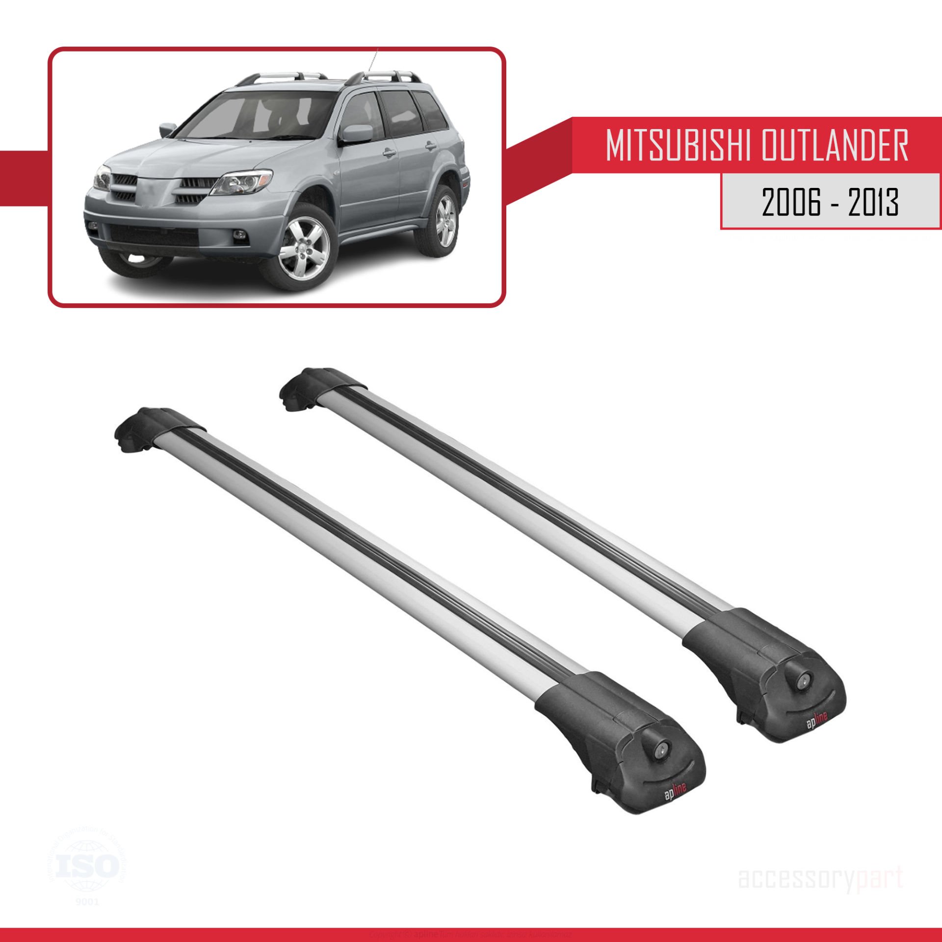 Mitsubishi Outlander 2006-2013 Arası ile uyumlu ACE-1 Ara Atkı Tavan Barı GRİ