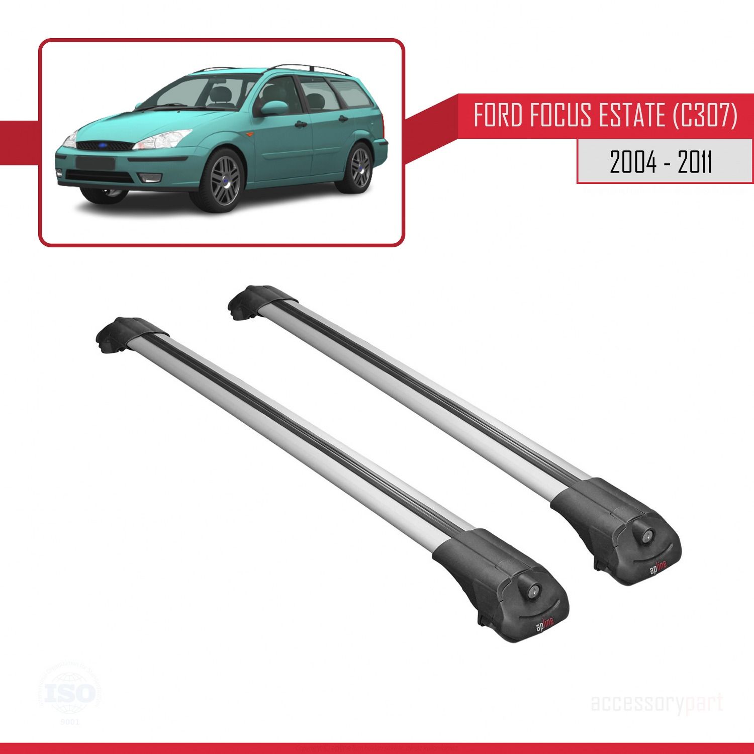 Ford Focus Estate (C307) 2004-2011 Arası ile uyumlu ACE-1 Ara Atkı Tavan Barı GRİ