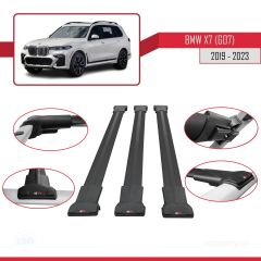 BMW X7 (G07) 2019 Arası ile Uyumlu FLY Model Ara Atkı Tavan Barı SİYAH 3 ADET BAR