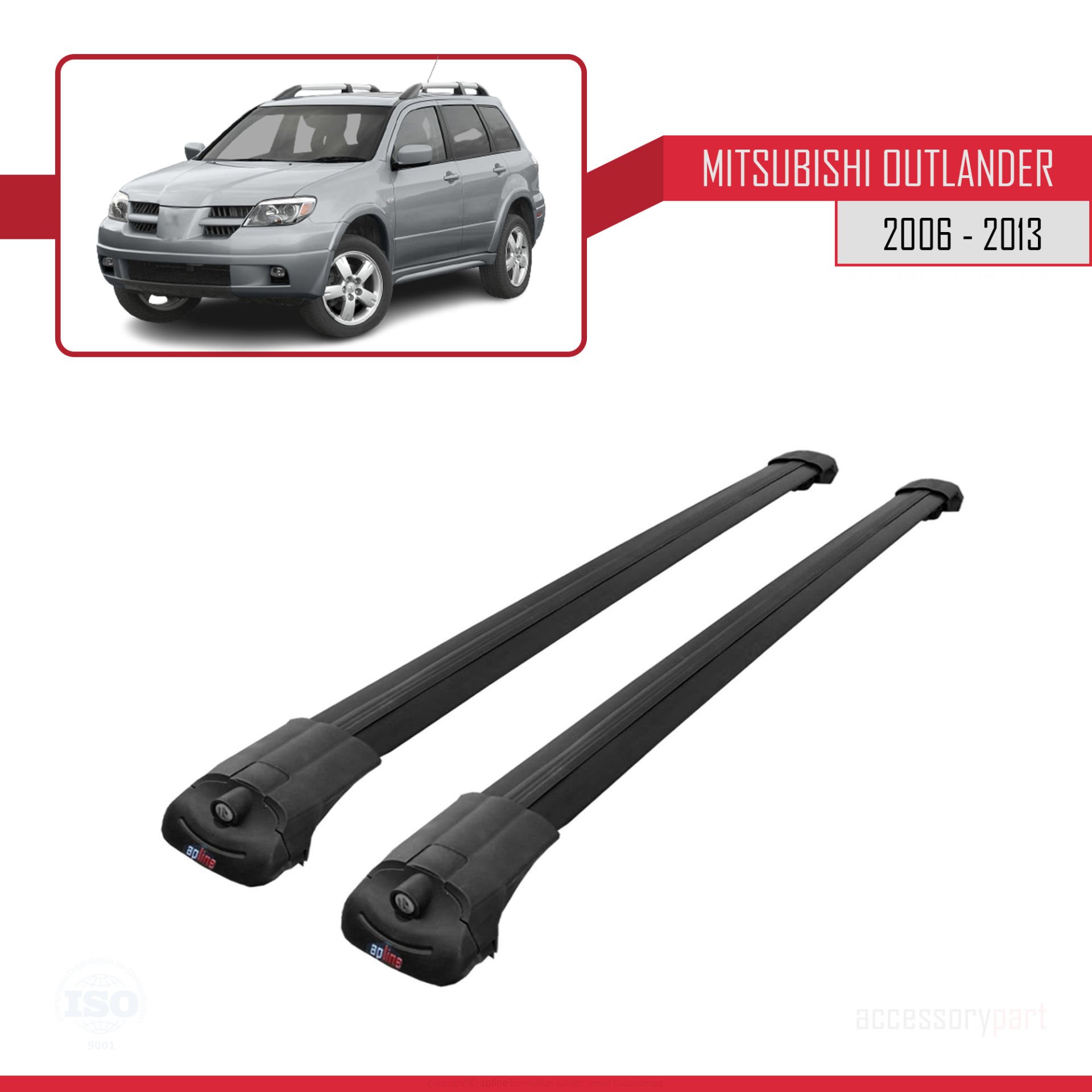 Mitsubishi Outlander 2006-2013 Arası ile uyumlu ACE-1 Ara Atkı Tavan Barı SİYAH